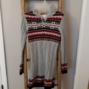 Girls hooded fair isle sweater dress